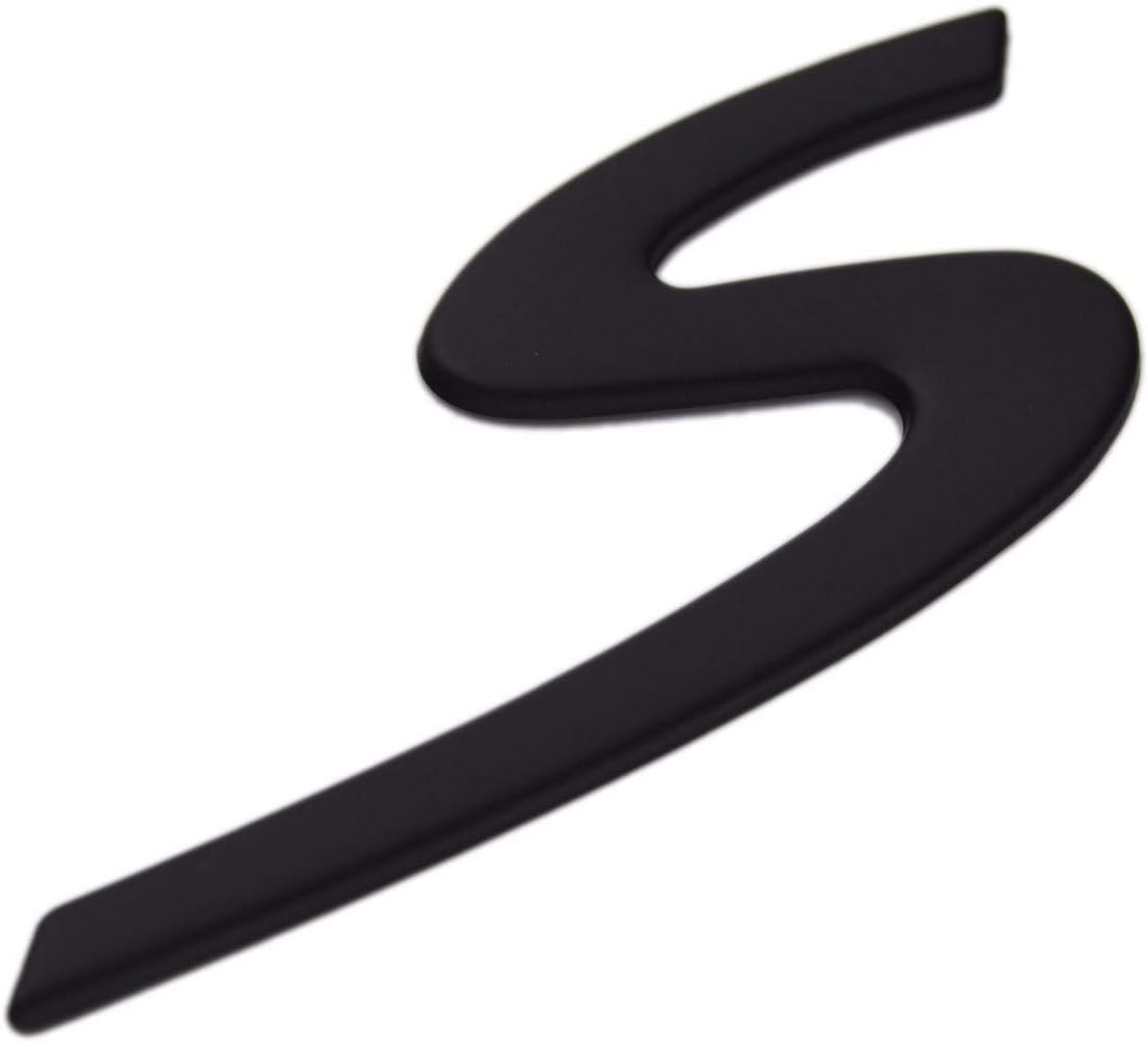 Large Flat Matt Black "S" S Letter Rear Trunk Boot Lid Hatch Tailgate Emblem Badge for Porsche 911 Cayenne carrera turbo panamera boxster