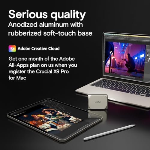 Image of Crucial X9 Pro for Mac 1TB Portable SSD - Up to 1050MB /s Read and Write - Mac Ready, with Mylio Photos+ Offer - USB 3.2 External Solid State Drive - CT1000X9PROMACSSD9B02