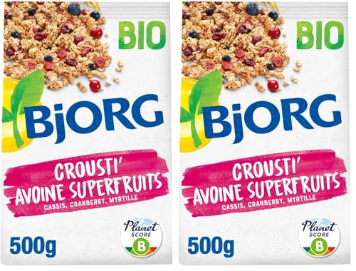 BJORG Crousti Avoine Superfruits 500 g (Lot de 2)