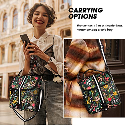 Vlm Lunch Bags For Women,Leakproof Insulated Floral Lunch Box With Adjustable Shoulder Strap Reusable Zipper Cooler Tote Bag For Work,Picnic,Camping #TOP4