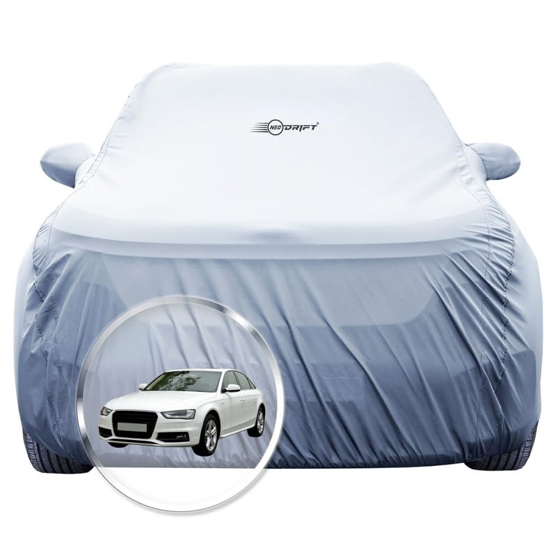Image of NEODRIFT 'SilverTech' Car Cover for Audi A4 (Precision-Fit & Breathable Fabric, All Weather Protection, 100% Water-Resistant, Tailored Fit) (Colour: Silver)