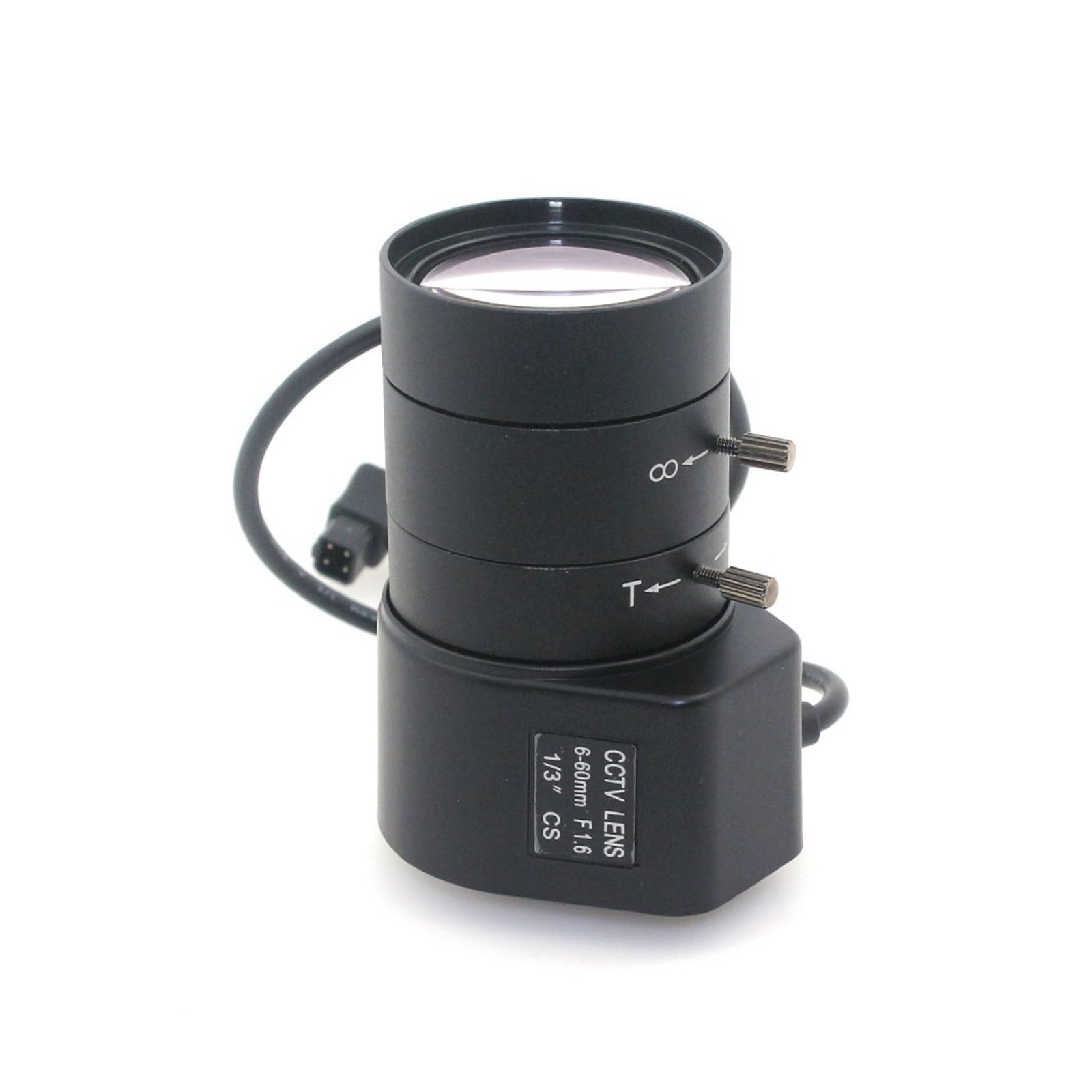 Microscope Lens, 1.3MP 1/3" 6-60mm Lens F1.6 CS Mount Auto Iris Varifocal IR Industrial Lens for HD Body Camera