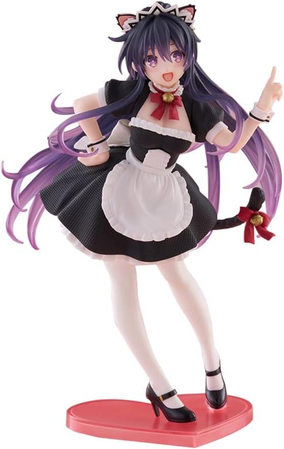 2pcs Tokisaki Kurumi Anime Figure Yatogami Tohka Action Figure Cat Ear Maid Dress Version Desktop Figurine Collections 7.09"