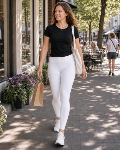 Image of TNNZEET High Waisted Leggings for Women - No See Through Tummy Control Cycling Workout Yoga Pants with Pockets Reg & Plus