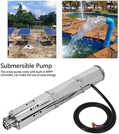 Submersible Pump - 12V Automatic Solar with DC Brushless Motor, Built‑in MPPT Solar Controller, 3.3ft Cable, 3" Water Inlet, 1" Water Outlet(S123T-30)