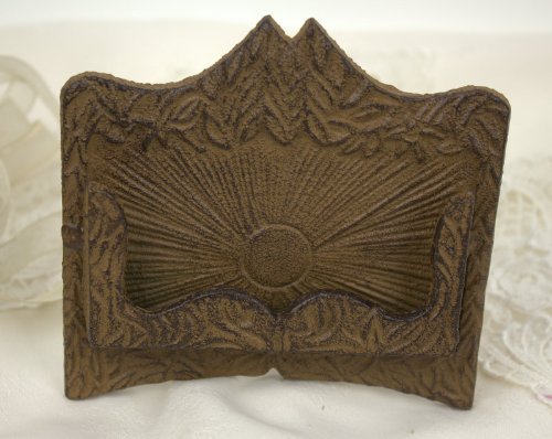 Cast Iron Business Card Holder Fleur Metal A Frame Stand Rustic Brown