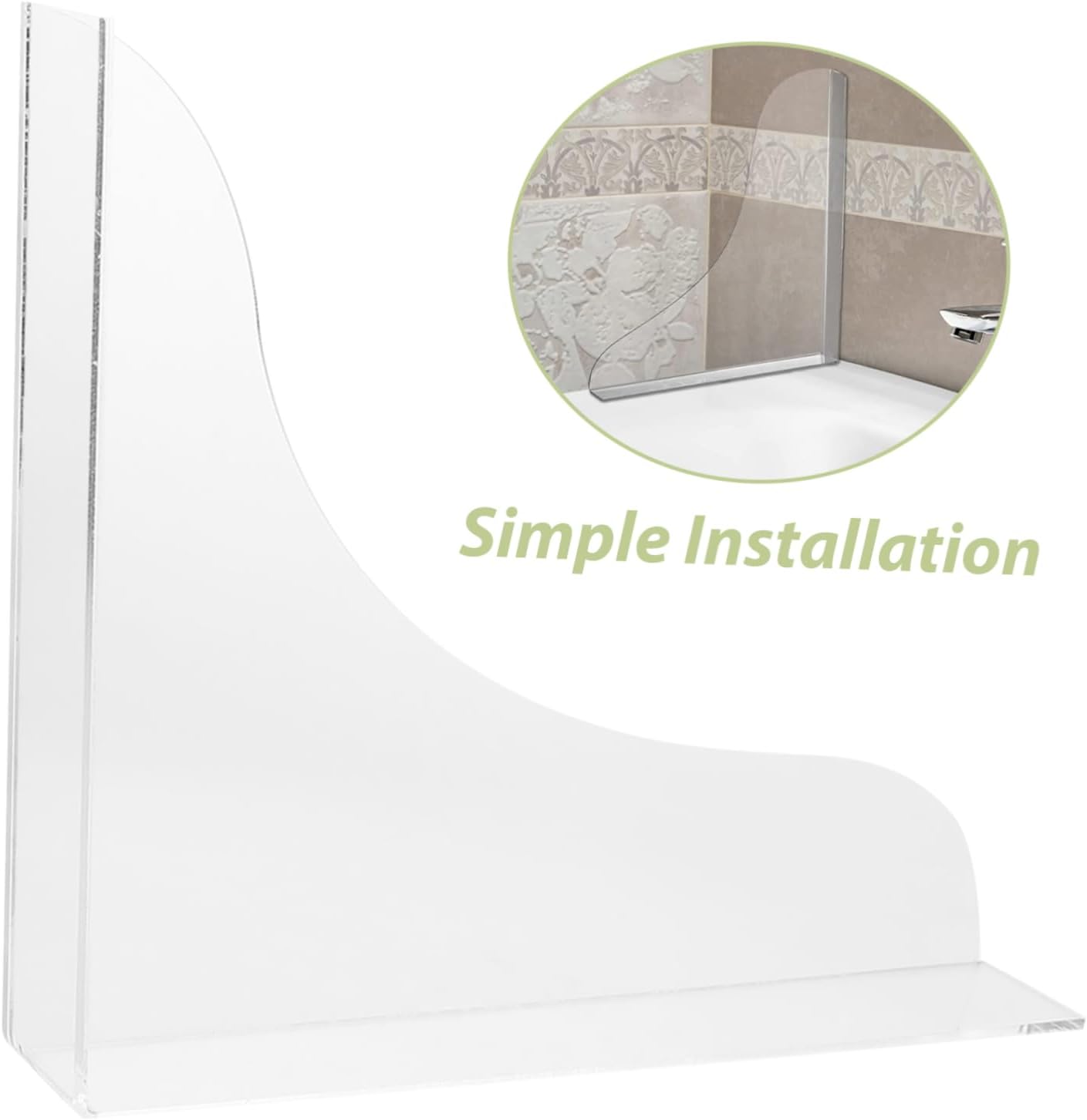 1Set Bathtub Splash Guard Shower Water Barrier for Tub Sink Self Adhesive Design Easy Installation Prevents Overflow and Keeps Spaces Dry