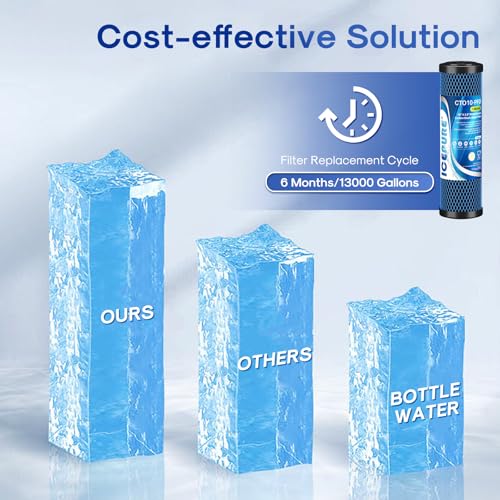 Image of ICEPURE 1 Micron 10 inch x 2.5 inch Whole House PFOA /PFOS Carbon Water Filter Cartridge Replacement for DuPont WFPFC8002, WFPFC9001, SCWH-5, WHCF-WHWC, FXWTC, CBC-10, RO Unit, Pack of 2
