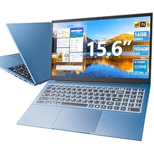 SGIN Computadora portátil de 15.6 pulgadas, portátiles Win 11 con 16 GB de RAM 1024 GB SSD, CPU Core i3 (hasta 3.9 GHz), teclado retroiluminado, batería de 53.2 Wh, WiFi 6, pantalla IPS FHD