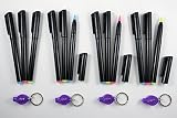 DirectGlow 12 Invisible Ink Markers & 4 UV LED Lights UltraViolet Blacklight Pens Blue Red Yellow As