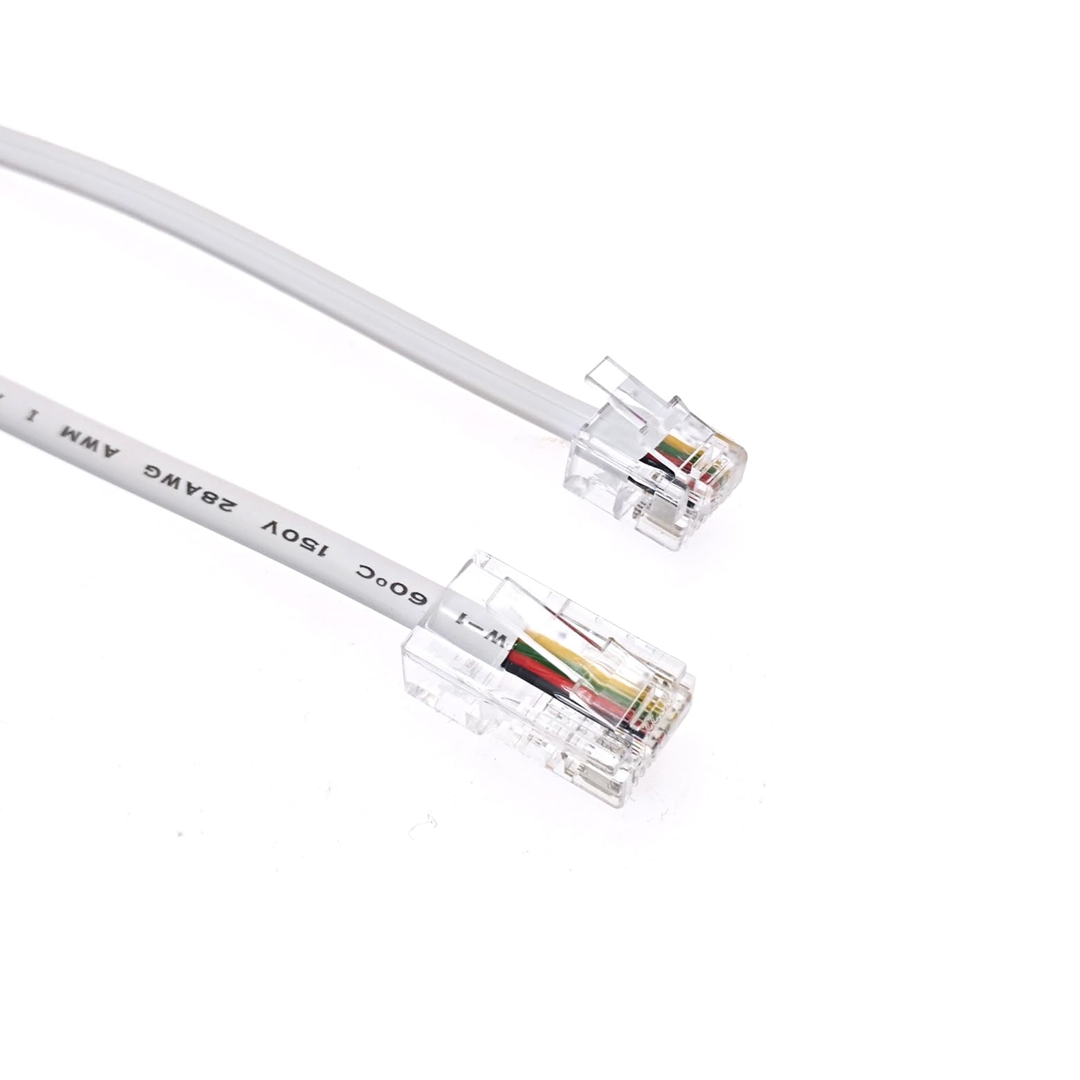 JZK 1.5m Blanc RJ11 vers RJ45 câble, cordon raccordement Ethernet, cordon raccordement téléphonique ADSL 6P4C vers 8P8C, rallonge réseau plate pour VoIP, fax, téléphone, ligne fixe, modem, routeur