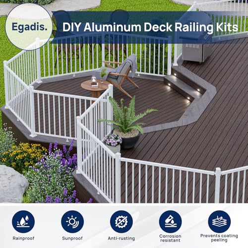 Image of Egadis 1 Pack 42 in.x 2.56 in. x 2.56 in. Deck Railing Post with Screws, Aluminum Railing Post, White Outdoor Textured Powder-Coat Finish Stair Post for Decks, Porches & Balconies (1 Post)