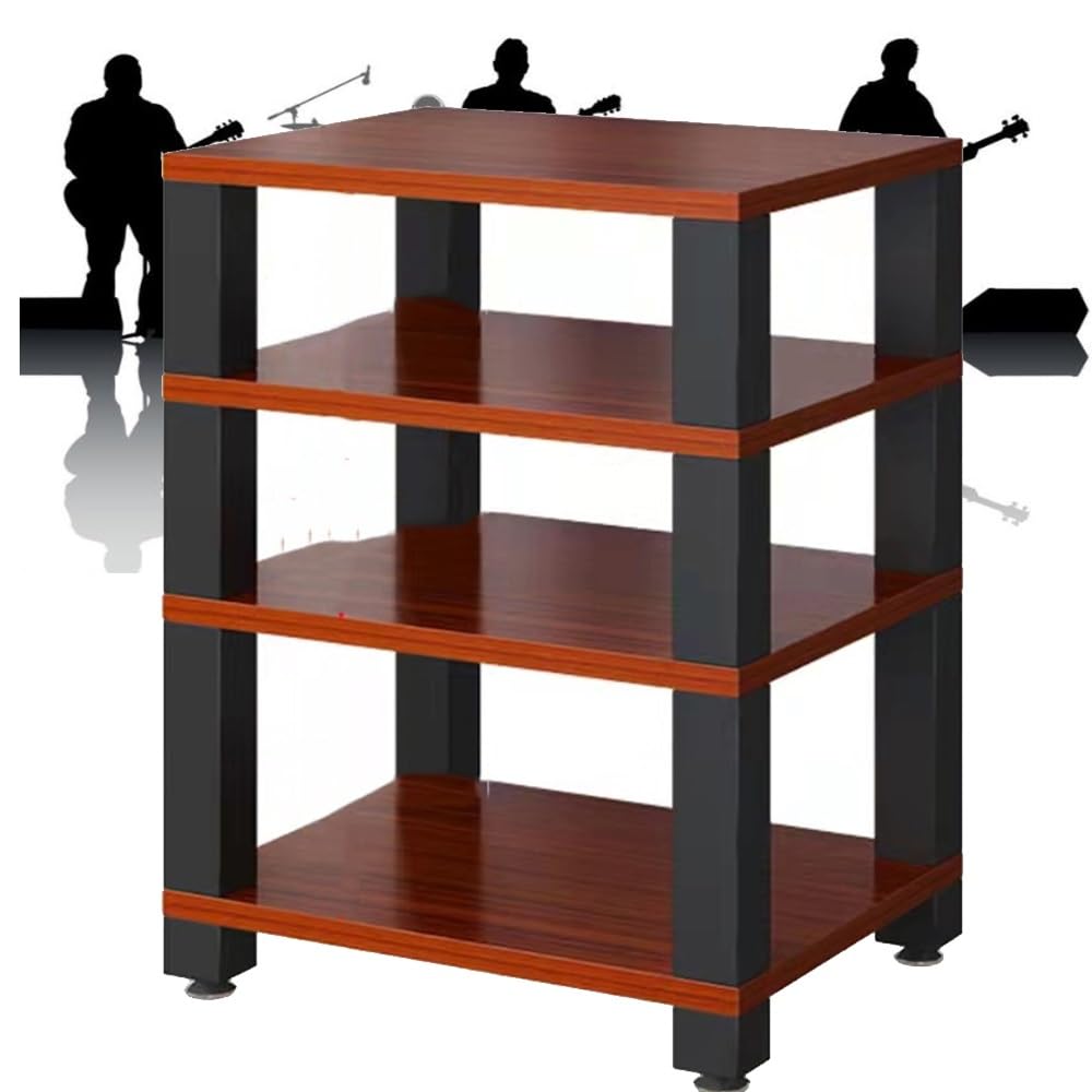 Meuble de rangement réglable à 4 niveaux pour matériel audio/audio/audio/vidéo - Design ouvert - Finition teck (60 x 48 x 78,5 cm)