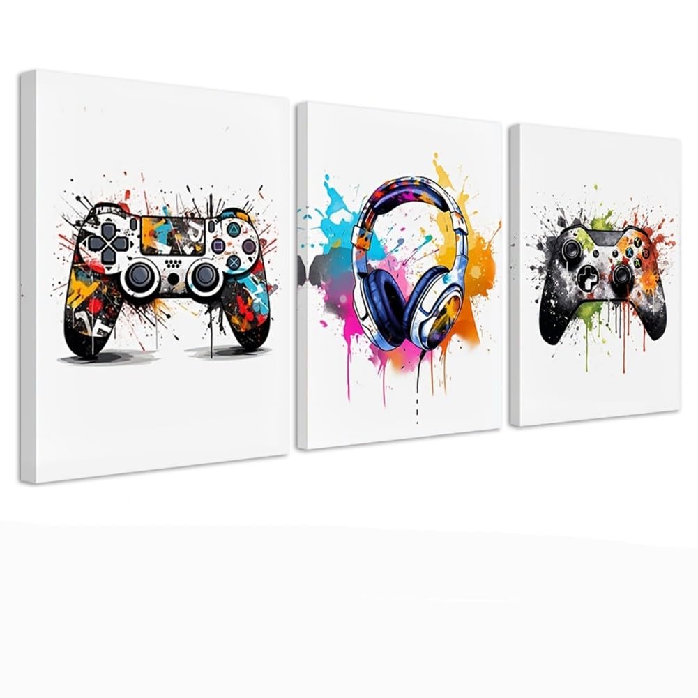 Kepuarm 3Pcs Poster Gamer Pictures Wall Decor Video Games Gaming Poster Decoration for Games, Video Game Poster, Children's Room Decor, Gaming Canvas (12 x 16 Inch)