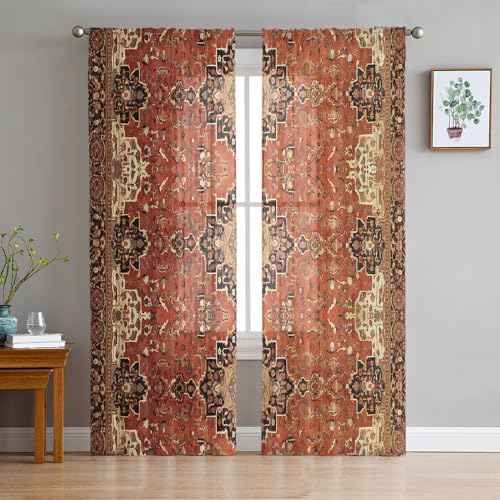 EwdeWwo Retro Sheer Curtains 52