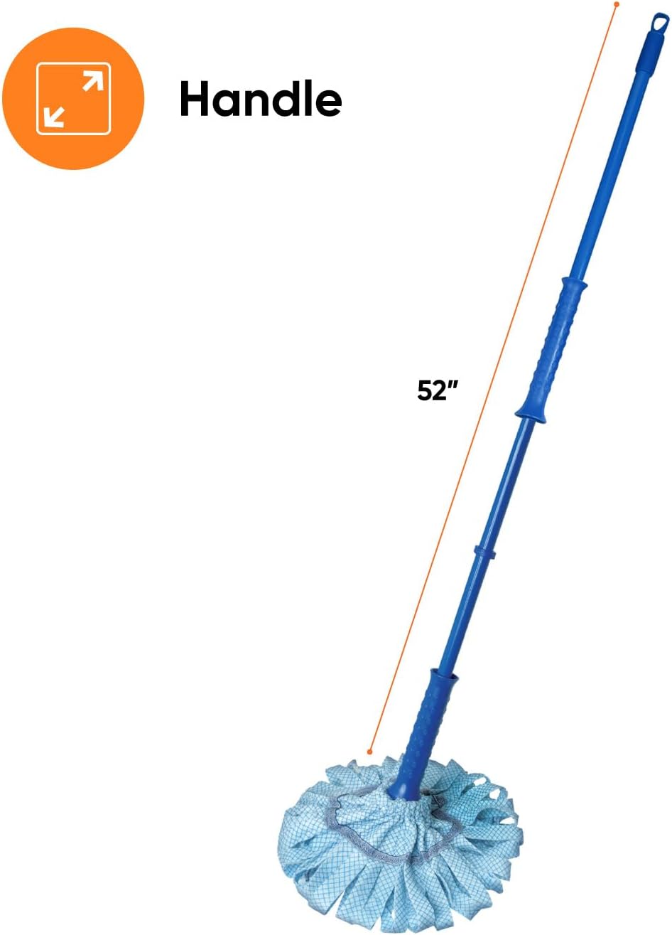 Superio String Cotton Mop for Hardwood Floors, Self-Wringing, Heavy-Duty Commercial/Industrial Use with Aluminum Handle – Blue, 2 Pack