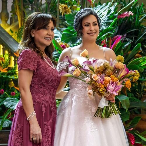 YOFF Lace Appliques Mother of The Bride Dresses Short Sleeves Long Sequin Beaded Formal Evening Prom Dress YO1494