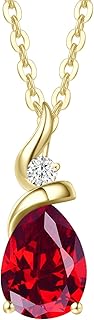 FANCIME Gold Pear Birthstone Pendant Necklace