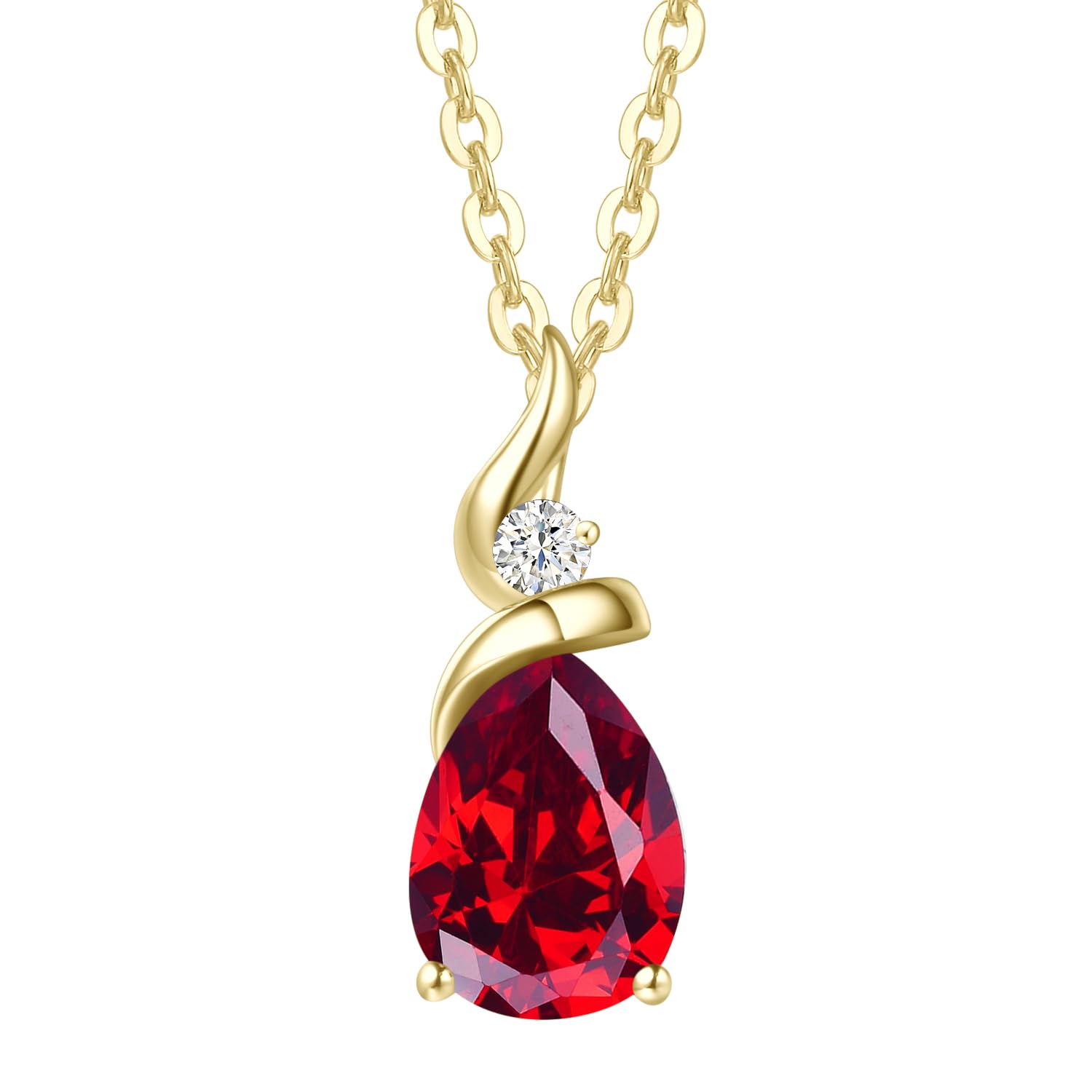 FANCIME 14K Solid Yellow Gold Birthstone Pendant Necklace