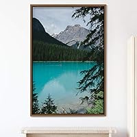 Framed Canvas Wall Art Mountain Lake View Global Landscape Mountain Multicolor Photography Relax/Calm - 16x24 inches