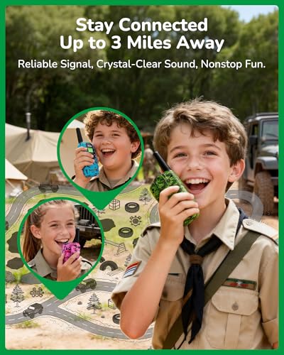 Image of Walkie Talkies for Kids Games Outdoor Toys for 3-12 Year Old Boys Girls, 3 Miles Range Walkie Talkie as Camping Essentials, 4 Year Old Girl Birthday Gifts for 3 4 5 6 7 8 9 Year Old Boy Girl Gift