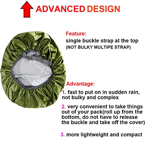 Image of Waterproof Backpack Rain Cover with Adjustable Anti Slip Buckle Strap & Sliver Coating Reinforced Inner Layer for Camping, Hiking, Traveling, Hunting