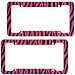 OxGord 2pc Set Plastic License Plate Frames with Zebra/Tiger Stripes, Pink & Black