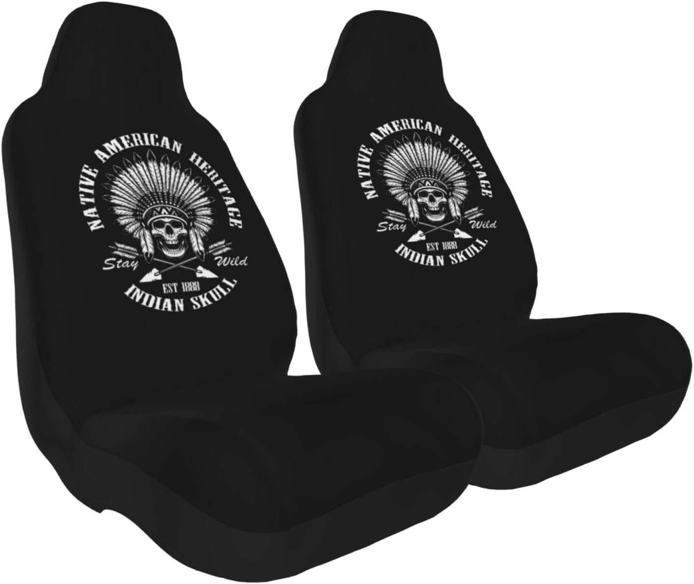 Native American Skull Car Seat Covers, Universal Fit for Auto Truck Van SUV, Easy Install 2 Pack