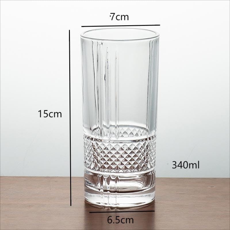 Image of bellemax 278 ML Juice Glasses | Premium Crystal Clear Water & Soft Drink Glasses | Ribbed Designer Long Tumbler Glass Set | Ideal for Juice, Mocktails, Cocktails, Cold Drinks & Daily Use (Set of 6)
