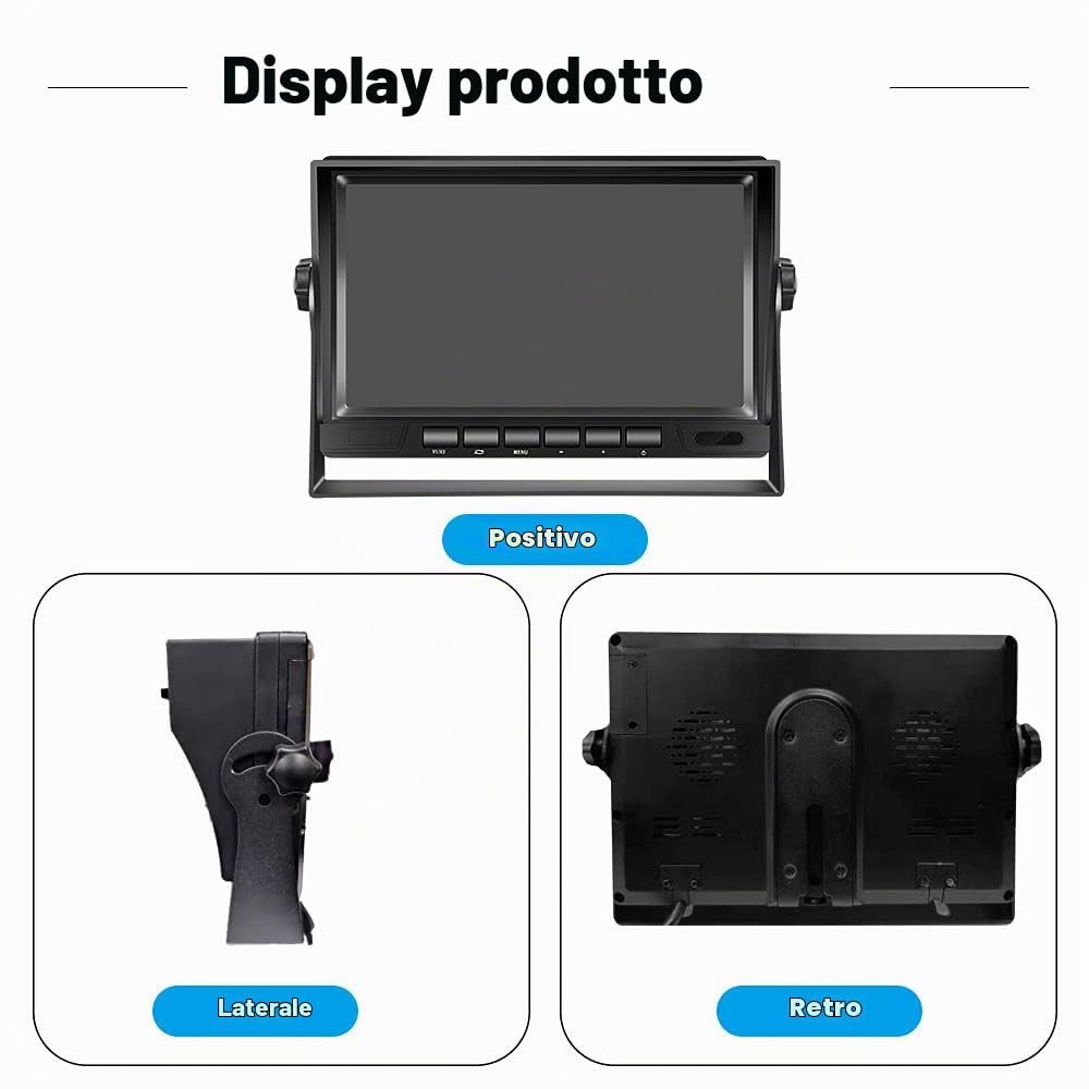 Hikity 1080P 7" Monitor Kit Telecamera Posteriore per LKW Anhänger Bus PKW | IP69 Impermeabile Visione Notturna Telecamera Retrovisiva Kit Installazione Semplice per Bus Camion Camper 12-24V