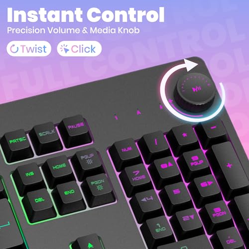 Image of Lapcare Thunder USB Gaming Keyboard, LIGHTSYNC RGB Backlit Keys, Spill-Resistant, Anti-Ghosting, Customizable Keys, Dedicated Multi-Media Keys - Black (LGK-111)