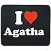 EXCLUSIVO: Tapete de ratón "I Love Agatha" en Negro, una gran idea para un regalo para sus socios, colegas y muchos más!- regalo de Pascua, Pascua, ratón, Palmrest, antideslizante, juegos de jugador, cojín, Windows, Mac OS, Linux, ordenador, portátil, PC, oficina, tableta, Amo Made in GERMANY.
