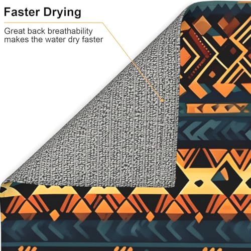 WHJSSF Tapis de séchage de cuisine avec imprimé ethnique tribal africain – Couverture absorbante avec imprimés colorés, couche de comptoir à séchage rapide pour vaisselle et appareils – Antidérapant – vue 6