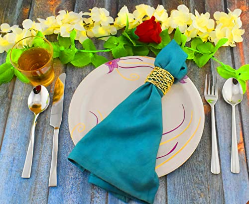 Ayumn Creations Inc Handmade Twisted Wire Mesh Napkin Rings Holders - 12 Pcs Golden Round Napkin Holders Buckles For Wedding, Dinner Party, Table Decorations - Everyday Use Serviette Holder #TOP4