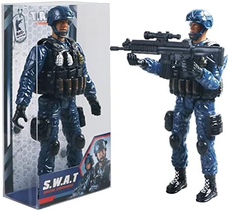 YIJIAOYUN Special Forces Action Figure, 7.4-Inches SWAT Soldier Toy Soldiers Action Figures Playset with Military Weapons Accessories for Kids Boys Adults, 1 Pcs, Best Age 3+
