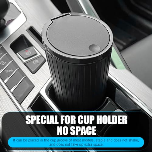 Image of 1 PC Car Trash Can with Lid, 6.4 inch x 2.5 inch Leak-Proof Sealed Isolation Odor Storage Bin for Cup Holders, Flip Lid One-Handed Operation Multi-Function Organizer, Universal for Cars Home (Black)