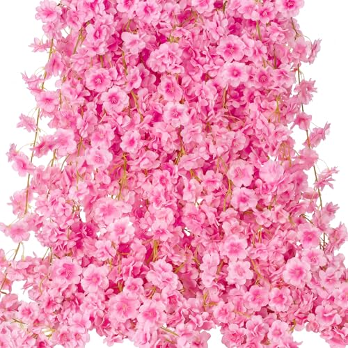 Nuenen 24 Pack Cherry Blossom Vines Garland, Peach Pink