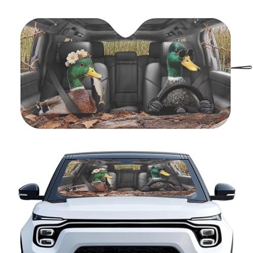 Image of Car Windshield Sunshade Car Interior Accessories for Sun Heat Foldable Mallard Duck Drive Sun Shade Keeps Your Vehicle Cool Fit for Cars, Trucks, and SUVs (66.53 x 34.44 in)