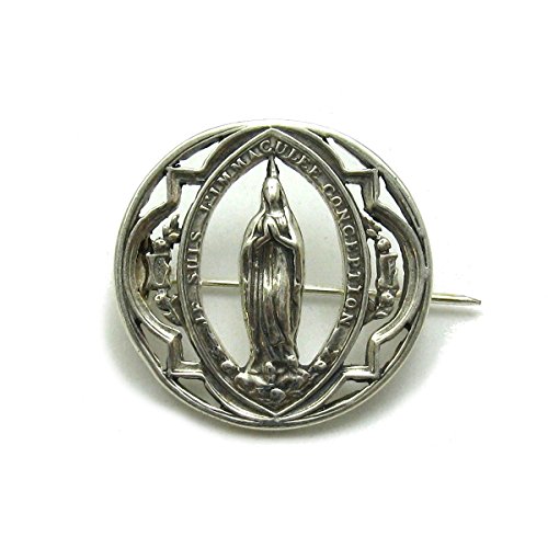 Broche en argent massif 925 Vierge Marie Empress ne ternit pas et protège vos tissus