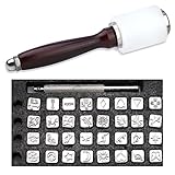 TLKKUE 34 Pieces Leather Stamping Tools, Leather Craft Stamping Tools Kit with 32PCS Geometric Pattern Star Moon Insect Stamps Hammer and Stamp Tool for Leather Belt Wristband Crafting DIY Project