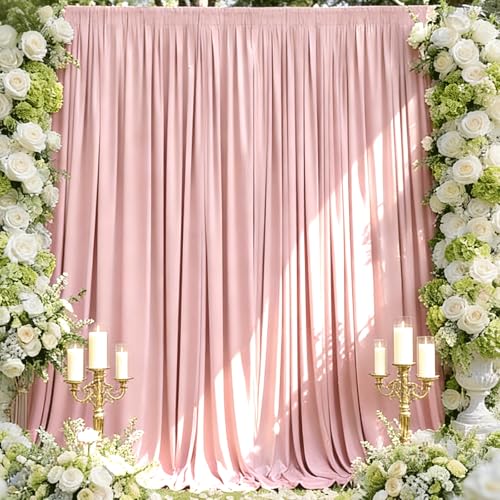 Sugargirl Wrinkle Free Blush Pink Backdrop Curtains Polyester Photo Backdrop Drapes Curtains with Rod Pockets for Party Birthday Wedding Photography Home Decoration(5x7FT, 2 Panels)