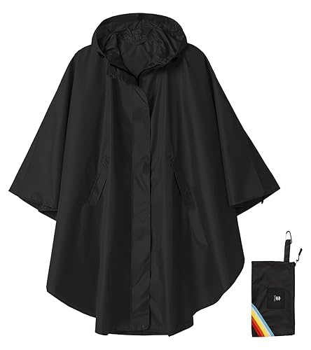SaphiRose Unisex Rain Poncho Hooded Waterproof Raincoat for Adults Women