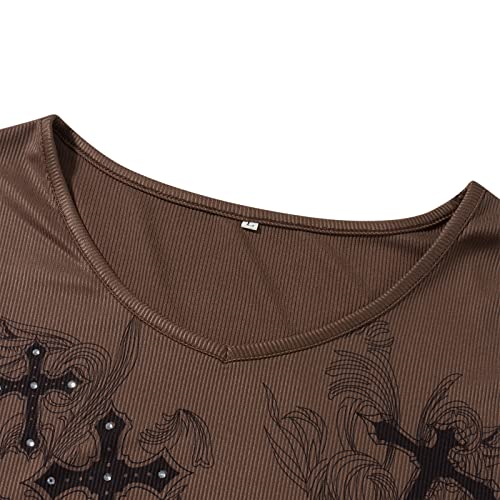 Image of Grunge Clothes for Women Y2K Tops Long Sleeve Fairy Grunge Aesthetic Shirts Teen Girls Vintage Graphic Tees Fall
