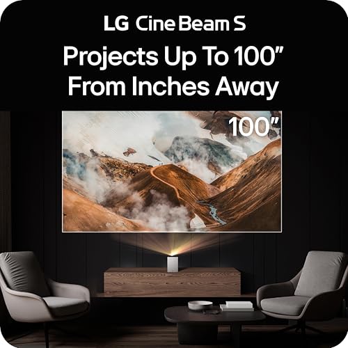 Image of LG CineBeam S PU615U 4K UHD Ultra Short Throw Smart Projector, Auto Screen Adjustment, up to 100 inch Projection, up to DCI-P3 154%, 450,000:1 Contrast, Speakers with Dolby Atmos, HDR10, HDMI, USB, HID
