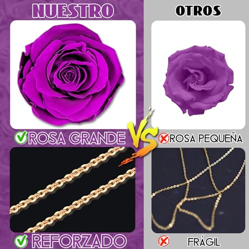 Miniatura 6 de Goldmiky Oso Con Rosa Eterna Y Collar, Flor Eterna Con Osito,Osito Con Colgante Dentro, Oso Amor Eterno, Regalo Para Ella Oso- Regalos Para Mujer Día De San Valentín, Cumpleaños
