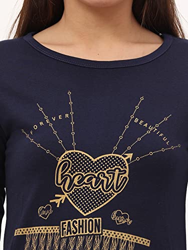 Image of FLEXIMAA Women's Cotton Printed Round Neck 3 /4 Sleeve Color Size Long Top