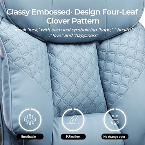 GTRACING Big and Tall Office Chair 400LBS Wide Ergonomic Gaming Chair with Deluxe Embossing Designed Leather with Foot Rest,150°Reclining Adjustable Soft Armrests Pocket Spring Back Support and Pillow