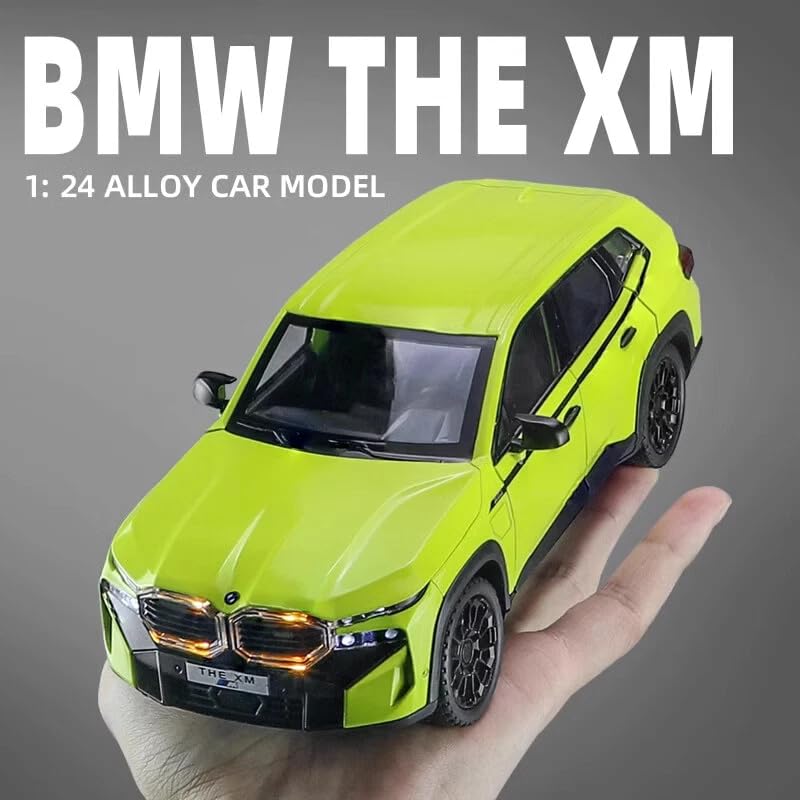 Image of 1:24 B.M.W XM SUV Diecast Alloy Model Car - Pull Back Toy Vehicle with Sound, Lights, Openable Doors - Metal Sports Car Toy Gift for Boys & Kids (Green)
