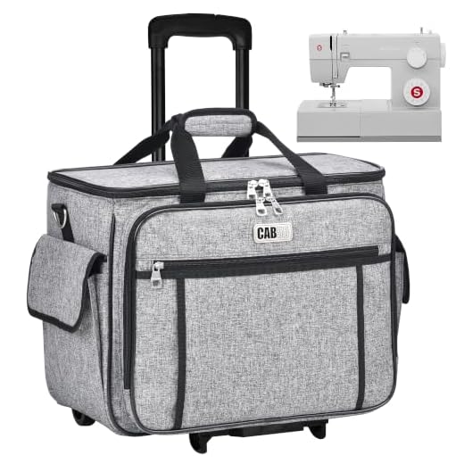cab55 Rolling Sewing Machine Case, Detachable Rolling Sewing Machine Carrying Case on Wheels, Trolley Tote Bag with Removable Bottom Wooden Board for Most Standard Sewing Machine and Accessories