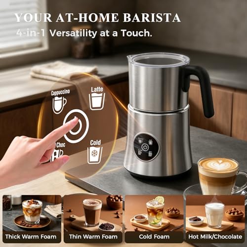 Image of Milk Frother and Steamer, Electric Frother 900ML | All-in-1 Automatic Hot and Cold Foam Maker